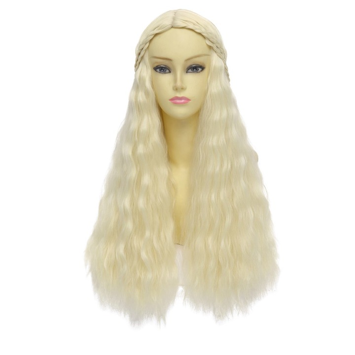 Peruca Costum, Daenerys Targaryen, Game Of Thrones, Par Gri Si Alb, Lungime 70 Cm, Universal