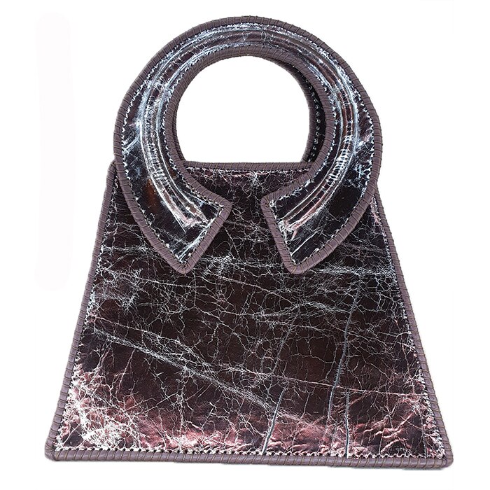 Poseta de mana, din piele naturala, culoare visinie, AG Design, dimensiune 26.5x10x21 cm