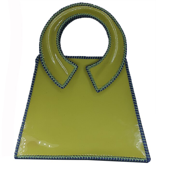 Poseta de mana, din piele, culoare verde, AG Design, dimensiune 26x10x21 cm