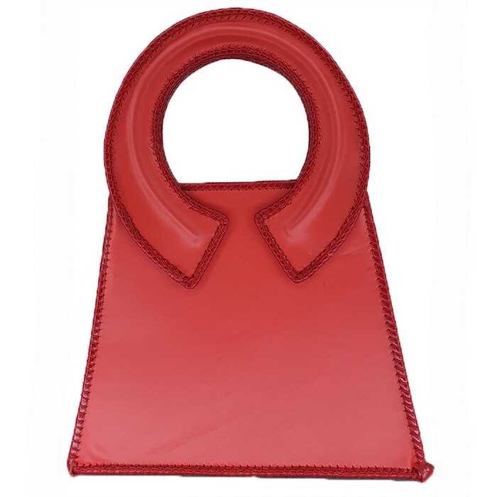 Poseta de mana, din piele, culoare rosie, AG Design, dimensiune 26.5x10x21 cm