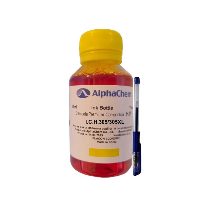 Flacon Cerneala AlphaChem Compatibil HP (305XL) 1x100ml 3YM63AE Galben