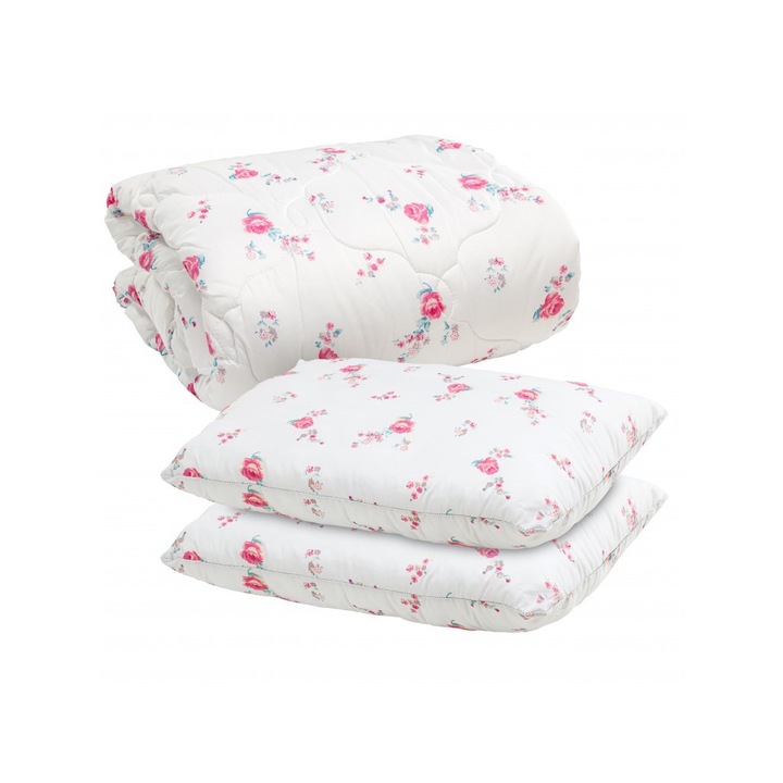 Set pilota Imprimata 180x210 si 2 Perne 50x70 floral