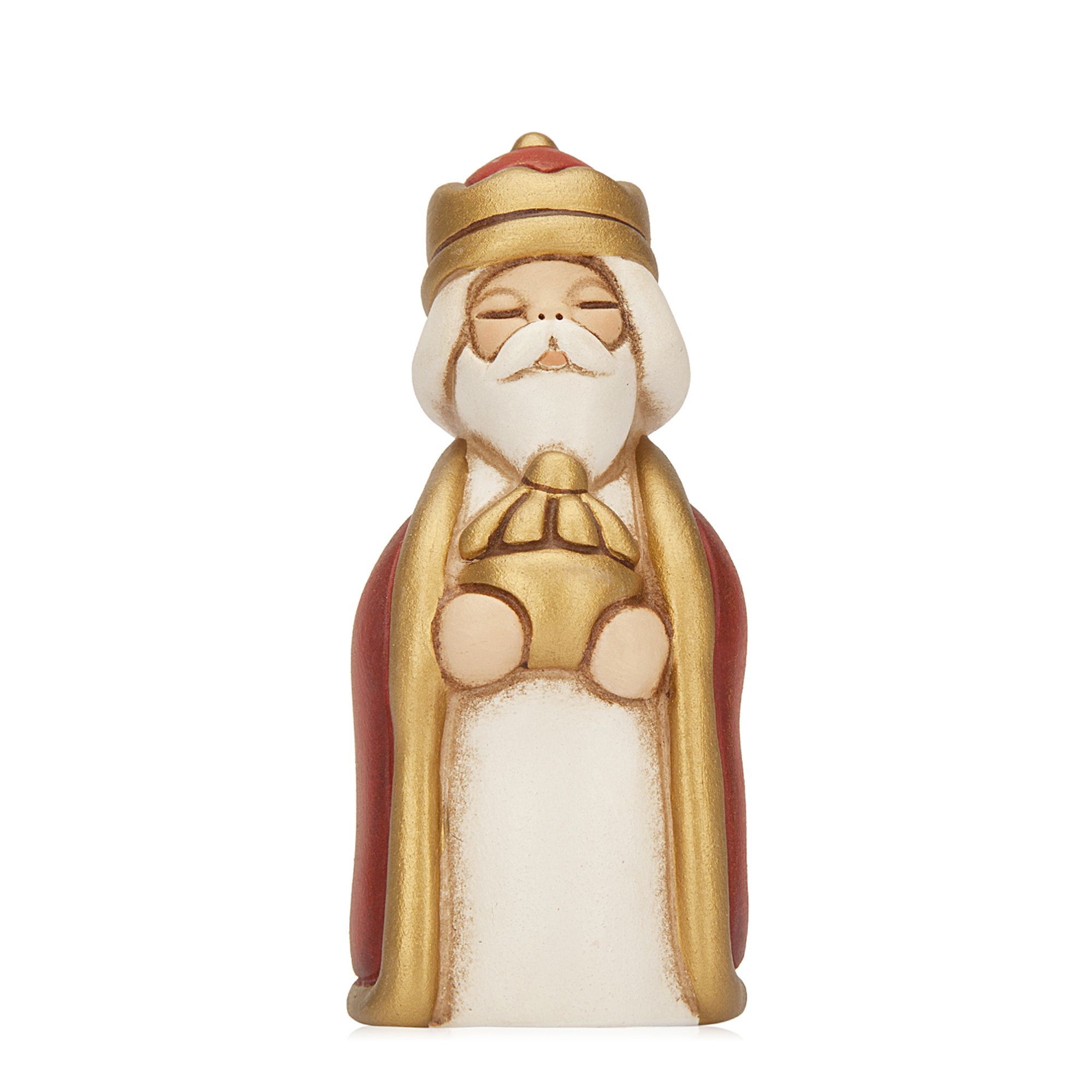 Figurina, Magul Balthazar, ceramica THUN, rosu, 9 cm