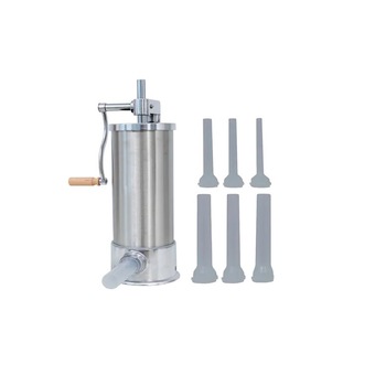 Aparat de umplut carnati, Carnatar Inox, capacitate 6Kg, vertical, 6 palnii incluse Aparat de umplut carnati, Carnatar Inox, capacitate 6Kg, vertical, 6 palnii incluse