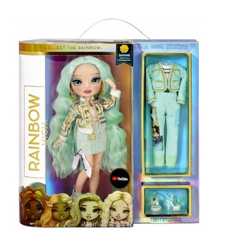 Papusa Rainbow High, Daphne Minton, cu accesorii si 2 tinute complete, 28 cm Papusa Rainbow High, Daphne Minton, cu accesorii si 2 tinute complete, 28 cm