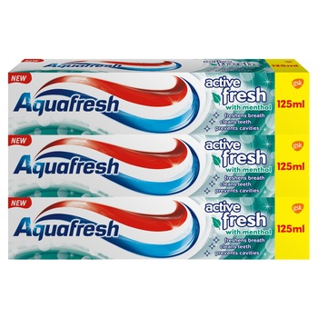 Pachet Promo: Pasta de dinti Aquafresh Active Fresh, 125 ml x 3 bucati Pachet Promo: Pasta de dinti Aquafresh Active Fresh, 125 ml x 3 bucati
