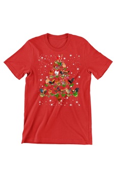 Tricou Barbati, Pom de Craciun din gaini, regular fit, bumbac, Rosu Tricou Barbati, Pom de Craciun din gaini, regular fit, bumbac, Rosu