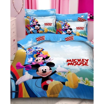 Set Lenjerie Bumbac Finet cu 2 Fete, 6 Piese, Pat 2 Persoane, Mouse and Friends, A2-47 Set Lenjerie Bumbac Finet cu 2 Fete, 6 Piese, Pat 2 Persoane, Mouse and Friends, A2-47
