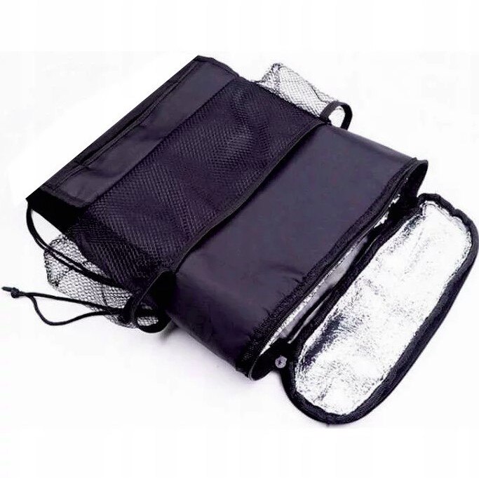 Organizator pentru scaun auto, Zola®, cu geanta termica, multifunctional, negru, 35 x28x10 cm