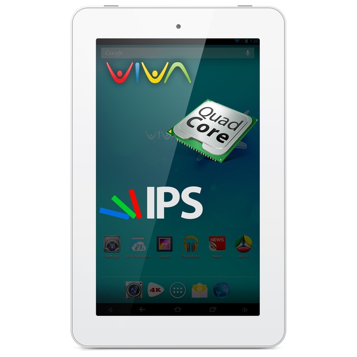 Tableta Allview Viva Q7 cu procesor Cortex A7 Quad-Core 1.0GHz, 7", IPS, 1GB DDR3, 8GB, Multi-Touch, Android 4.2 Jelly Bean, White