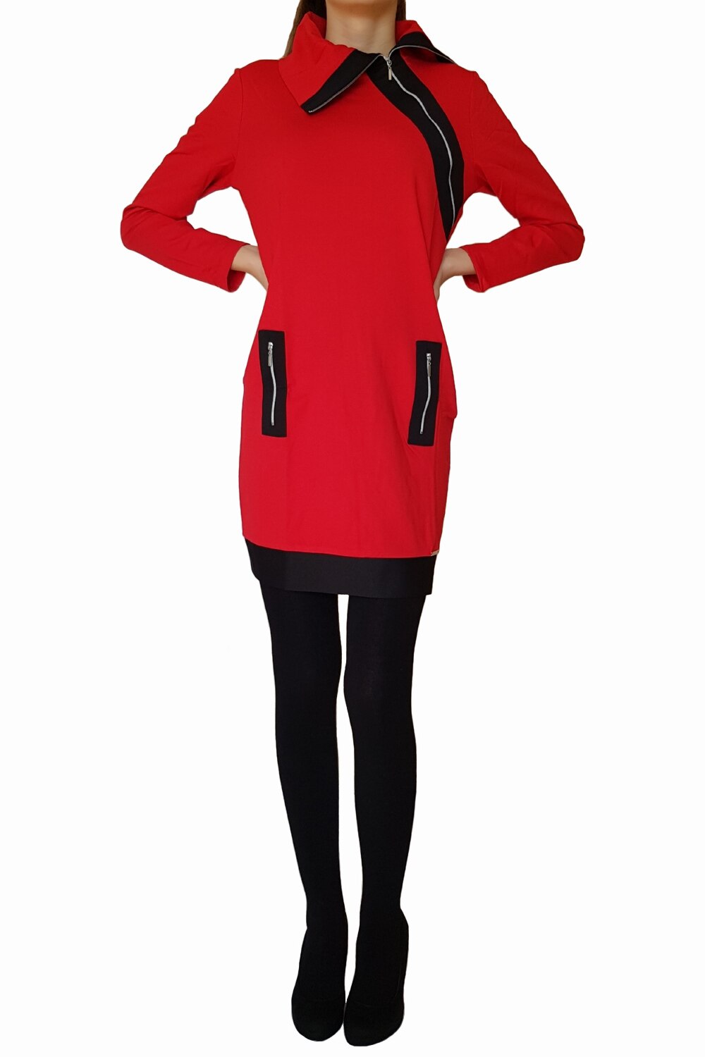 Rochie Dama Larisa, Rosu / Negru