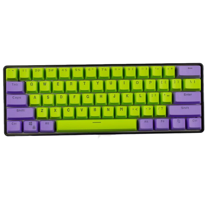 Kit butoane Royal Kludge PBT Double-Shot Keycaps, 61 taste, translucide, switch compatibile Cherry MX, layout US, Verde/Mov, KC-15