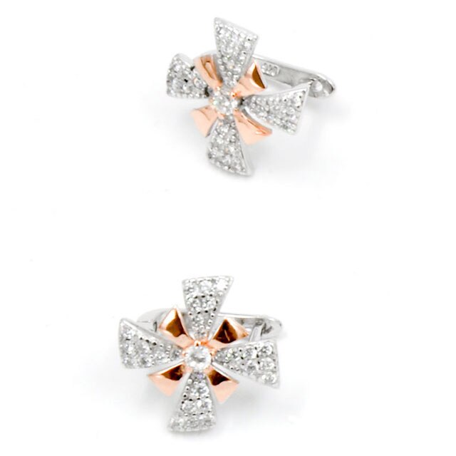 Cercei dama, cruce argint aurit