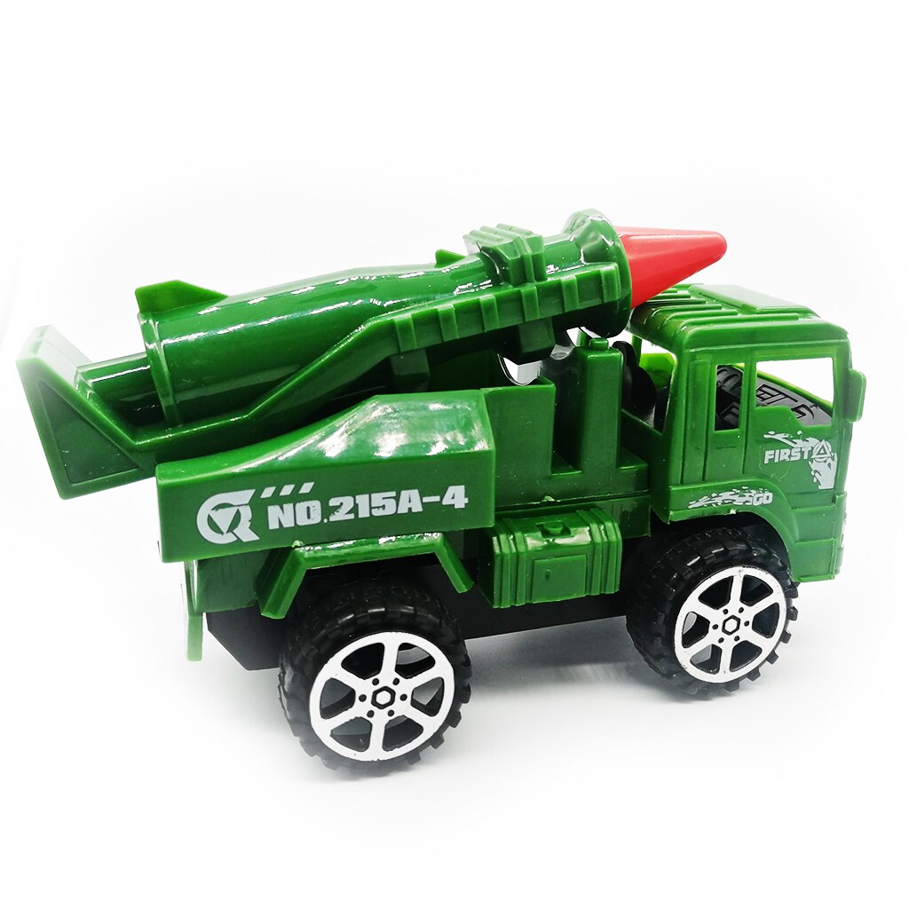 Camion Militar de plastic, Transportor de Rachete, cu dispozitiv de ridicare rabatabil, 14 cm, mecansim Rev-N-Go, Vision®