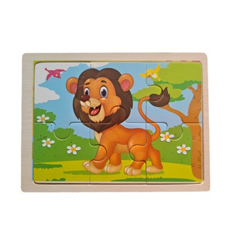 Puzzle lemn pui de leu 6 piese, +3 ani, 15x11 cm Puzzle lemn pui de leu 6 piese, +3 ani, 15x11 cm