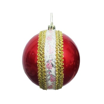 Glob de Craciun 10 cm Rosu-Roz cu Motive Taranesti Trandafiri Glob de Craciun 10 cm Rosu-Roz cu Motive Taranesti Trandafiri