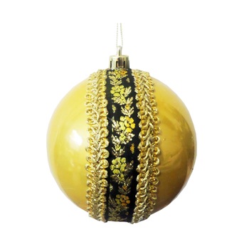 Glob de Craciun 10 cm Auriu-Negru cu Motive Taranesti Trandafiri Glob de Craciun 10 cm Auriu-Negru cu Motive Taranesti Trandafiri