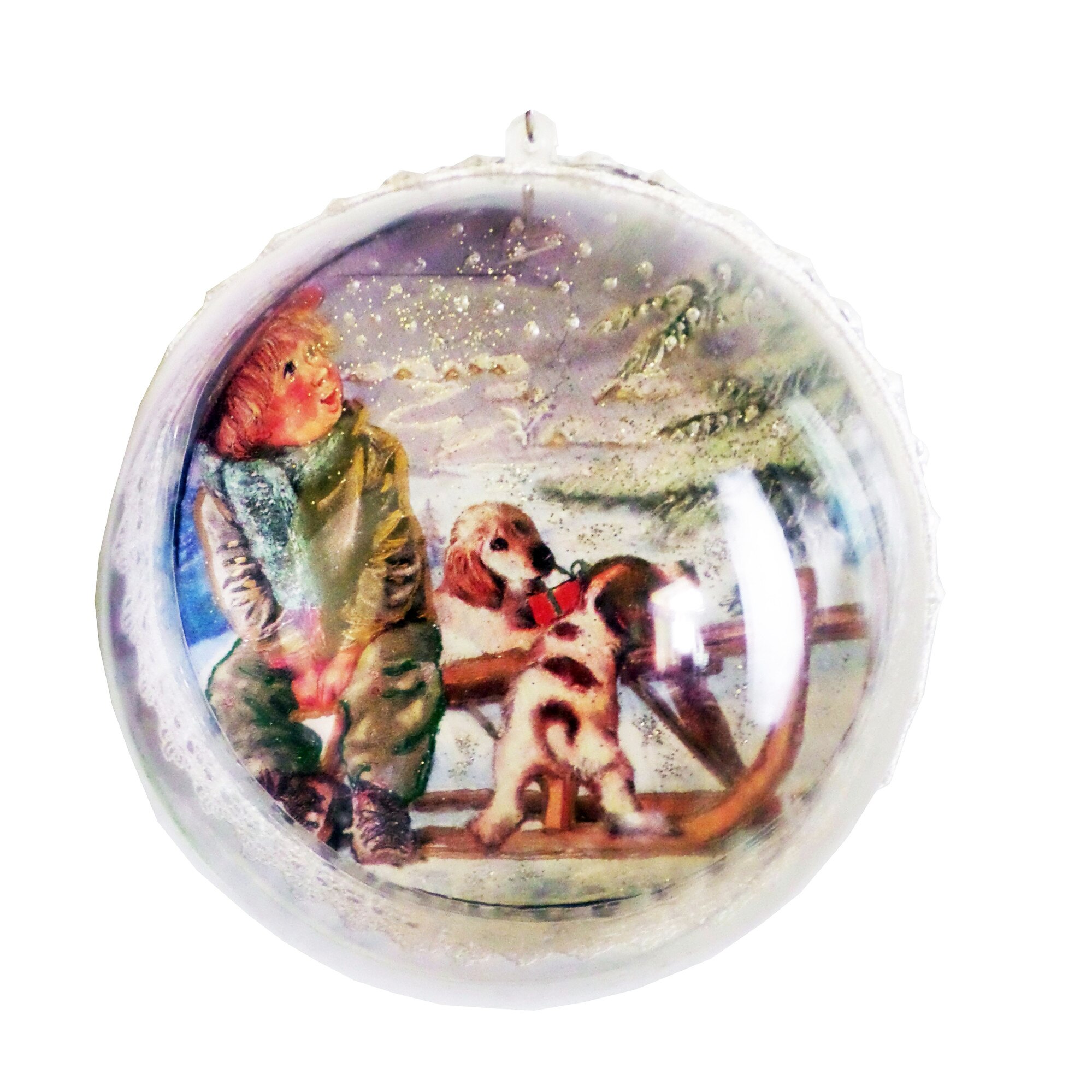 Glob de Craciun de 14 cm Baietelul si Catelusii