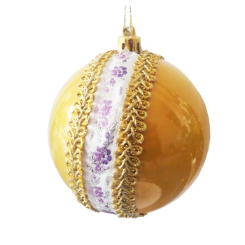 Glob de Craciun 10 cm Auriu-Mov cu Motive Taranesti Trandafiri Glob de Craciun 10 cm Auriu-Mov cu Motive Taranesti Trandafiri