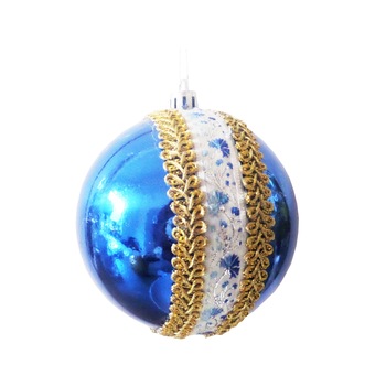 Glob de Craciun 10 cm Albastru-Auriu cu Motive Taranesti Papadii Glob de Craciun 10 cm Albastru-Auriu cu Motive Taranesti Papadii