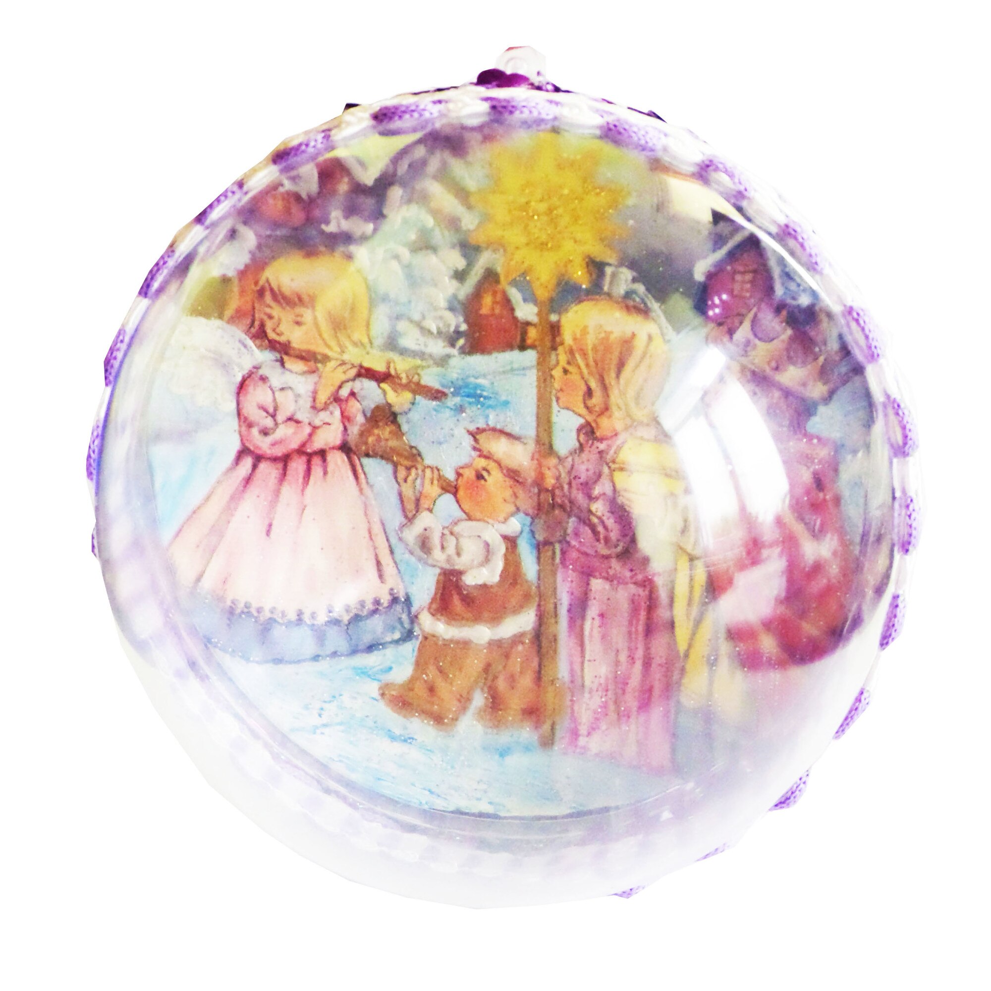 Glob de Craciun 14 cm Trei Magi de la Rasarit Cor Copii
