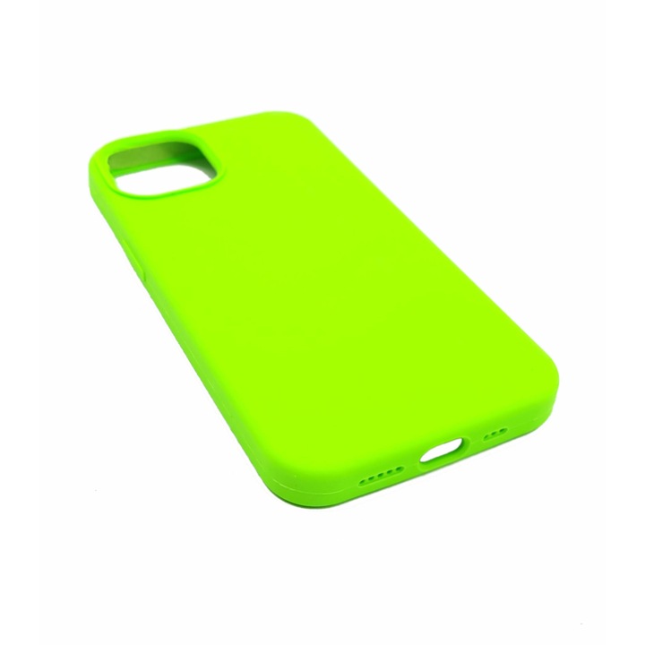 Защитен калъф, съвместим с iPhone 13, ултра тънък силикон Зелен неоново копринено докосване, кадифена вътрешност