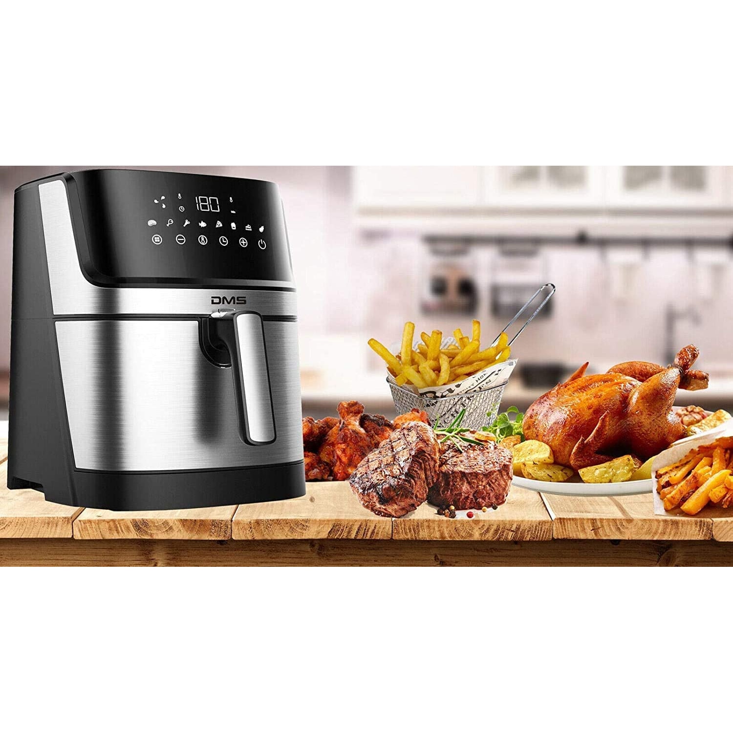 Friteuza cu aer cald DMS, 6 litri, 1800 W, 7 programe, afisaj touch ...