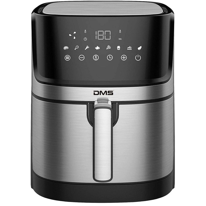 Friteuza fara ulei Alpina Double Airfryer XXL, 8L (2x4L), 8 programe, neagra