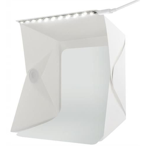 Softbox fotografie, Zola®, pliabil, alb, 2 fundaluri, alb si negru, 200 leduri, 22 x 23 x 2cm