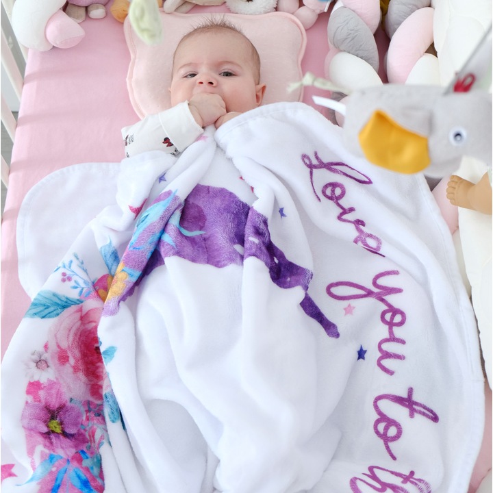 BabySnugg Milestone Mérföldkő takaró, emlékezetes fotókhoz, 100x150 cm, Rózsaszín Hold