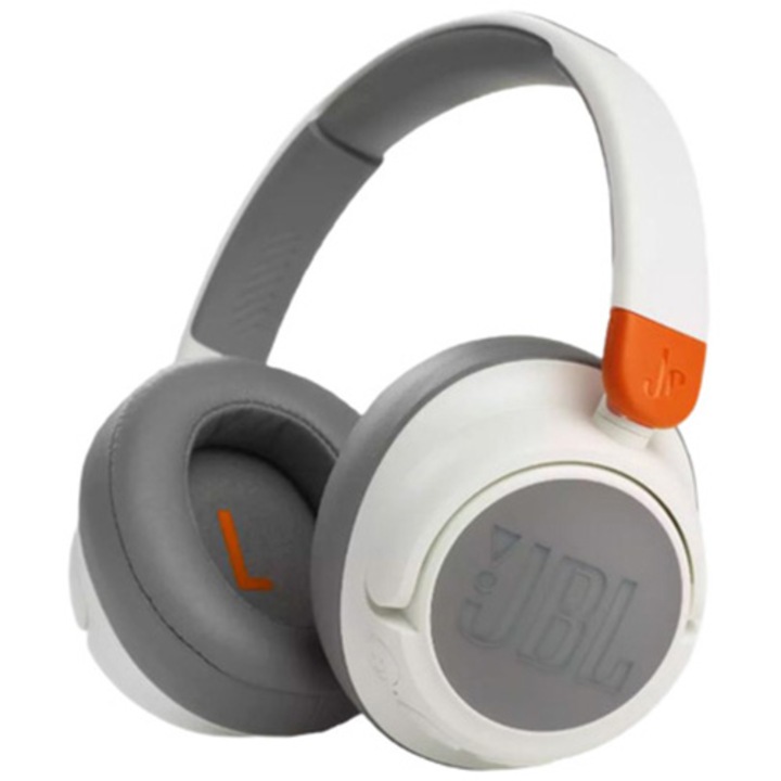 Аудио слушалки Over ear за деца JBL JR460NC, Bluetooth, Active Noise Cancelling, Микрофон, Бял