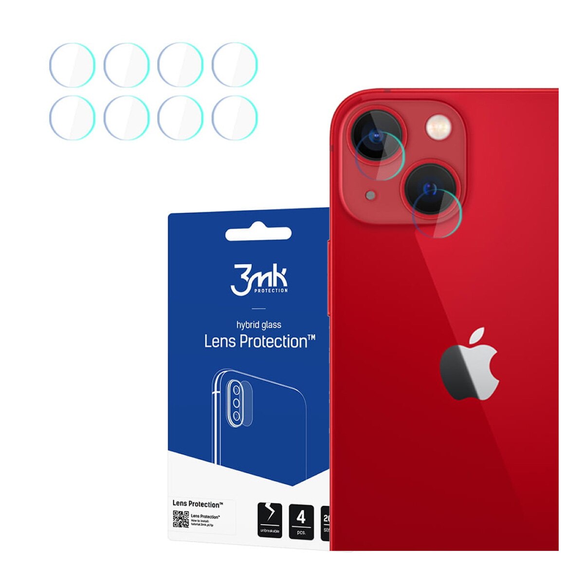 Folie de Sticla pentru Camera iPhone 13 Mini 3MK FlexibleGlass, Transparent