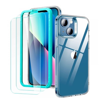 Husa pentru iPhone 13 Mini ESR Classic Hybrid, Folie de sticla, Policarbonat/Sticla, Albastru/Transparent Husa pentru iPhone 13 Mini ESR Classic Hybrid, Folie de sticla, Policarbonat/Sticla, Albastru/Transparent