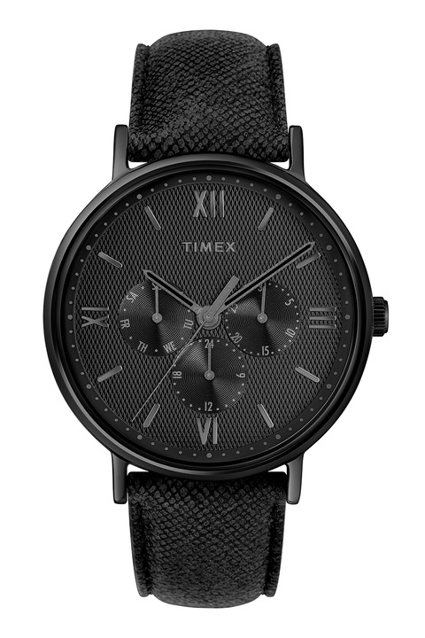 Timex, Southview bőrszíjas kronográf karóra - 41 mm, Fekete