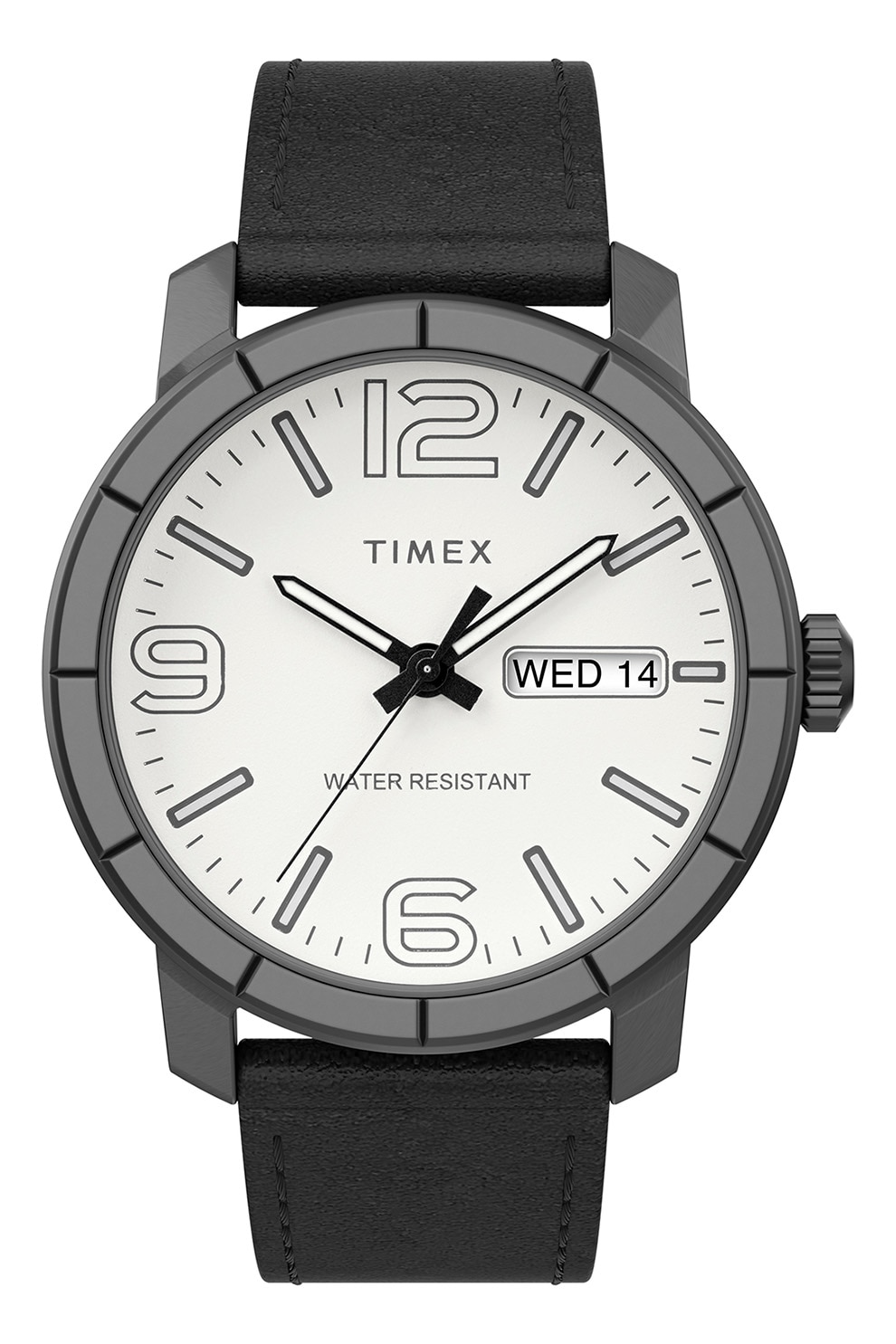 Timex, Ceas analog rotund Main Street - 44 mm, Negru