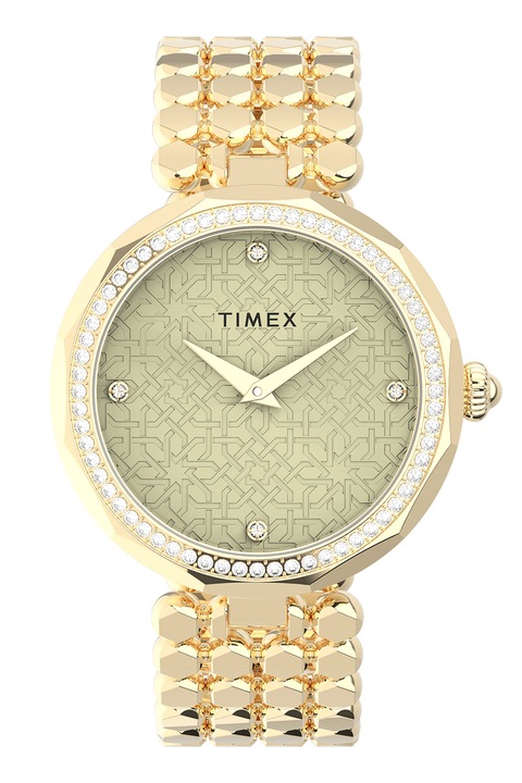 Timex, Часовник City Collection с кристал - 34 мм, Златист