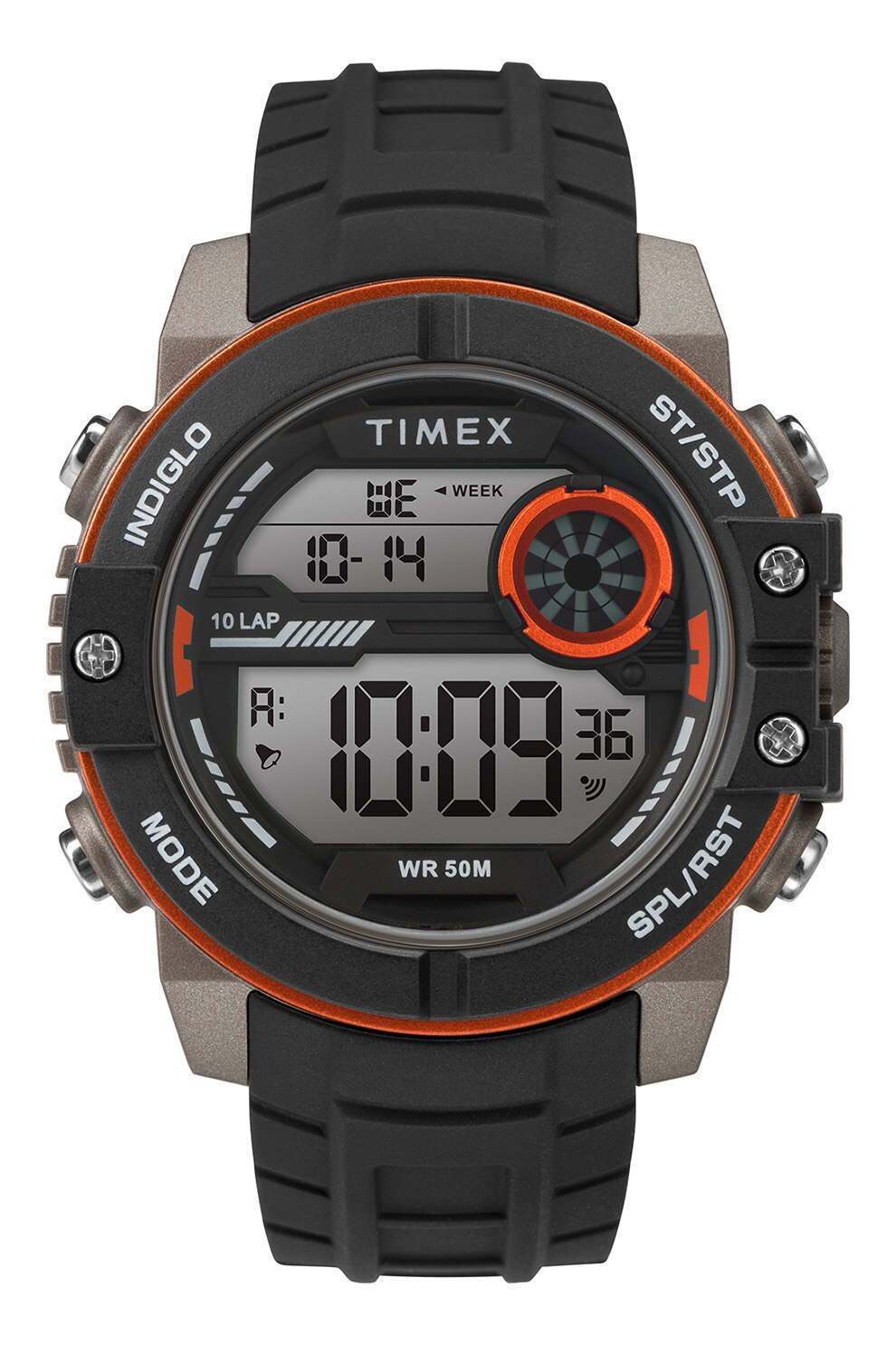 Timex, Ceas cu o curea din silicon DGTL - 45 MM, Negru