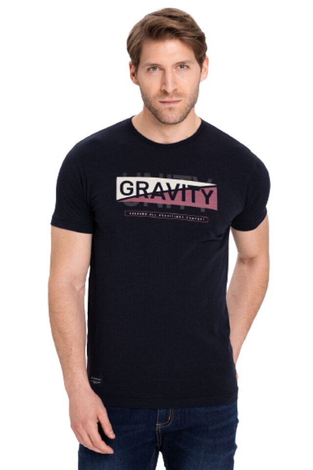 Tricou din bumbac pentru barbati, Volcano, Negru, L