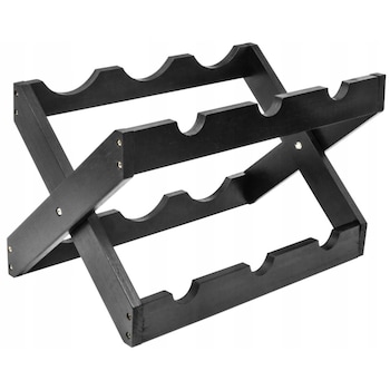 Suport pentru 6 Sticle de Vin Puresa Good Wood, Bambus, Negru Suport pentru 6 Sticle de Vin Puresa Good Wood, Bambus, Negru