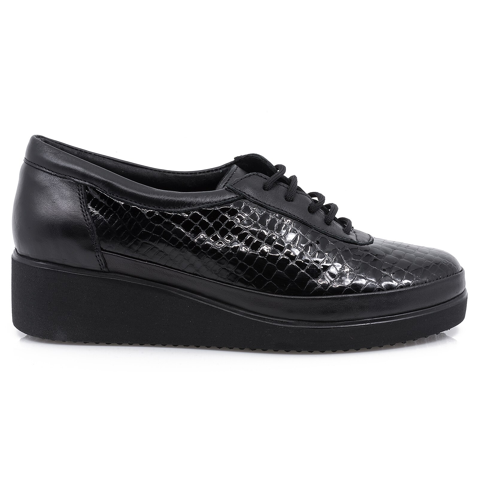 Pantofi dama, Caspian, CAS-104, casual, piele lacuita, negru, Negru