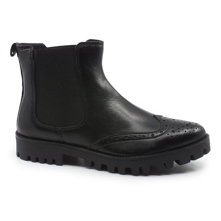 Botine dama, Confort, din piele naturala, cu elastic pe ambele parti J4