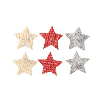 Set 6 stelute din material textil usor, 3 culori asortate, 3 cm Set 6 stelute din material textil usor, 3 culori asortate, 3 cm