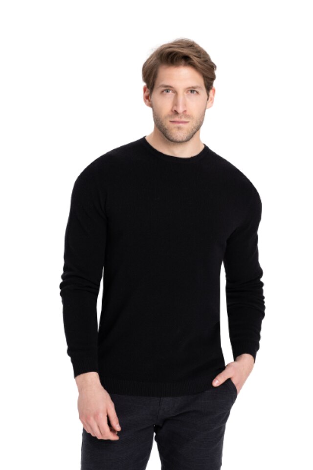 Pulover din bumbac pentru barbati, Volcano, Negru, Negru