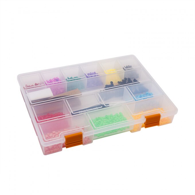 Geanta din plastic pentru stocare, 275 x 200 x 40 mm, 13 compartimente fixe