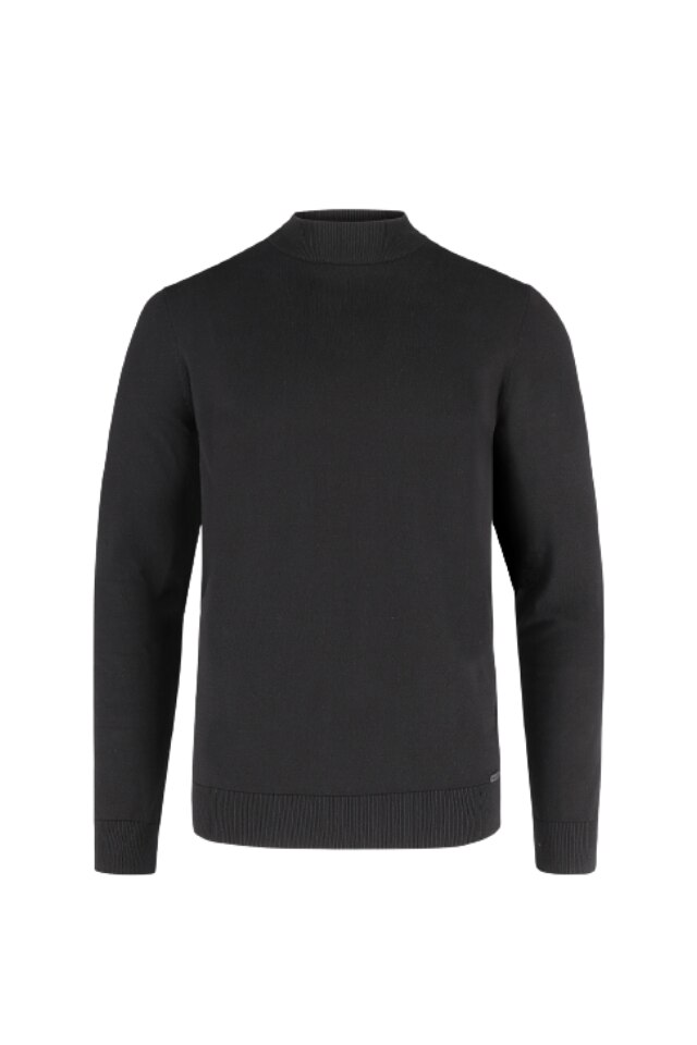 Pulover cu guler inalt pentru barbati, Volcano, Viscoza/Poliamida, Negru, Negru