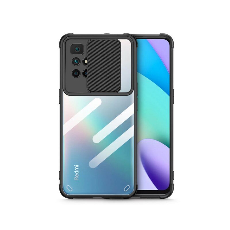 Husa Spate Tech Protect Camshield Compatibila Cu Xiaomi Redmi 10, Transparenta Cu Margine Neagra