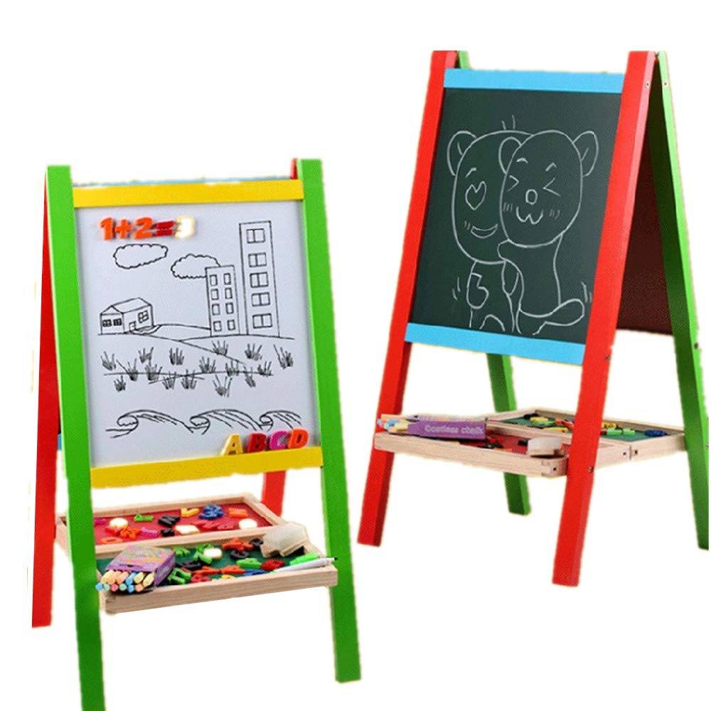 Tablita multifunctionala realizata din lemn, litere magnetice, burete, marker si alte accesorii pentru copii, 66 x 37 x 5 cm