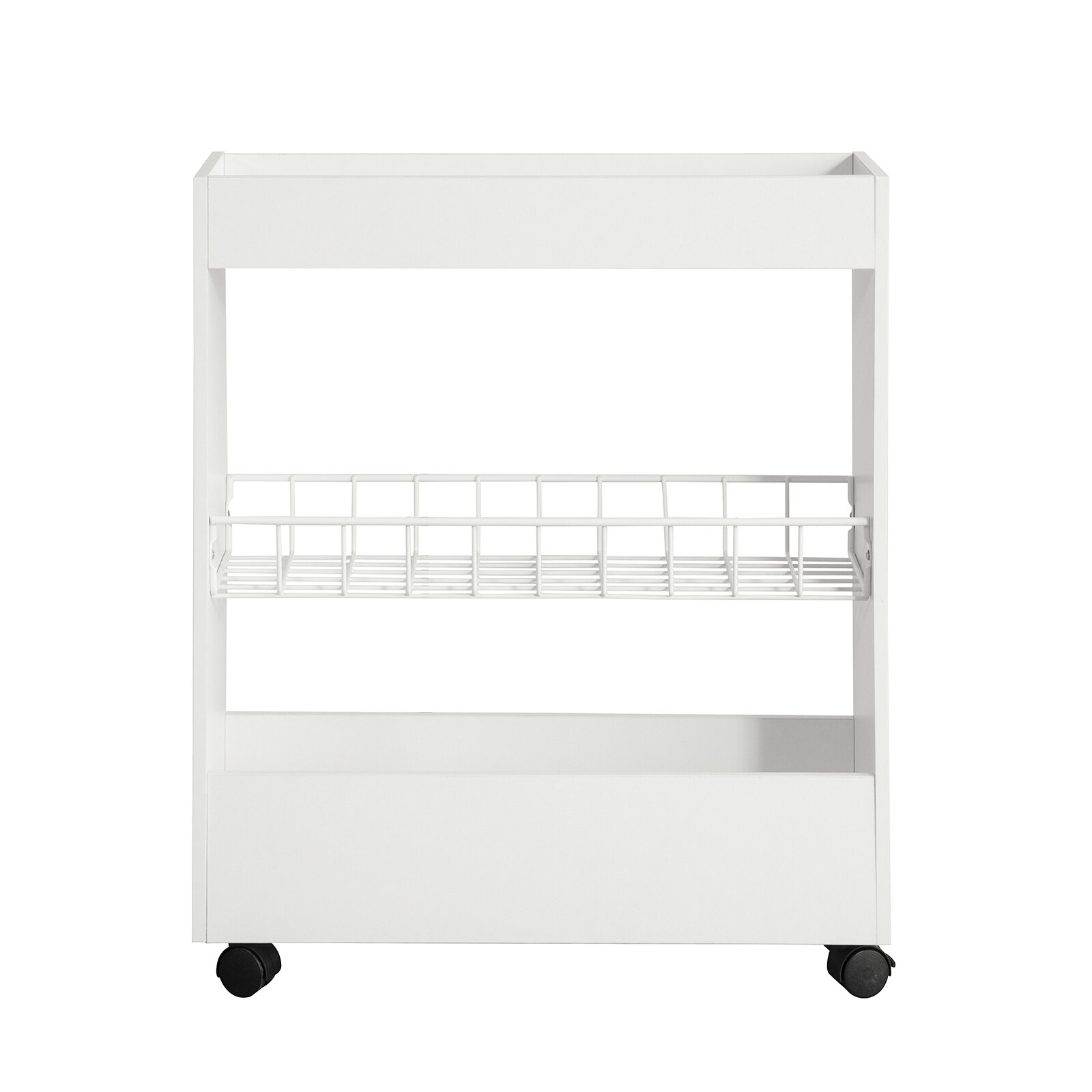 Raft mobil cu roti, SoBuy, BZR46-W, 3 rafturi, 60 x 20 70 cm, Alb - eMAG.ro