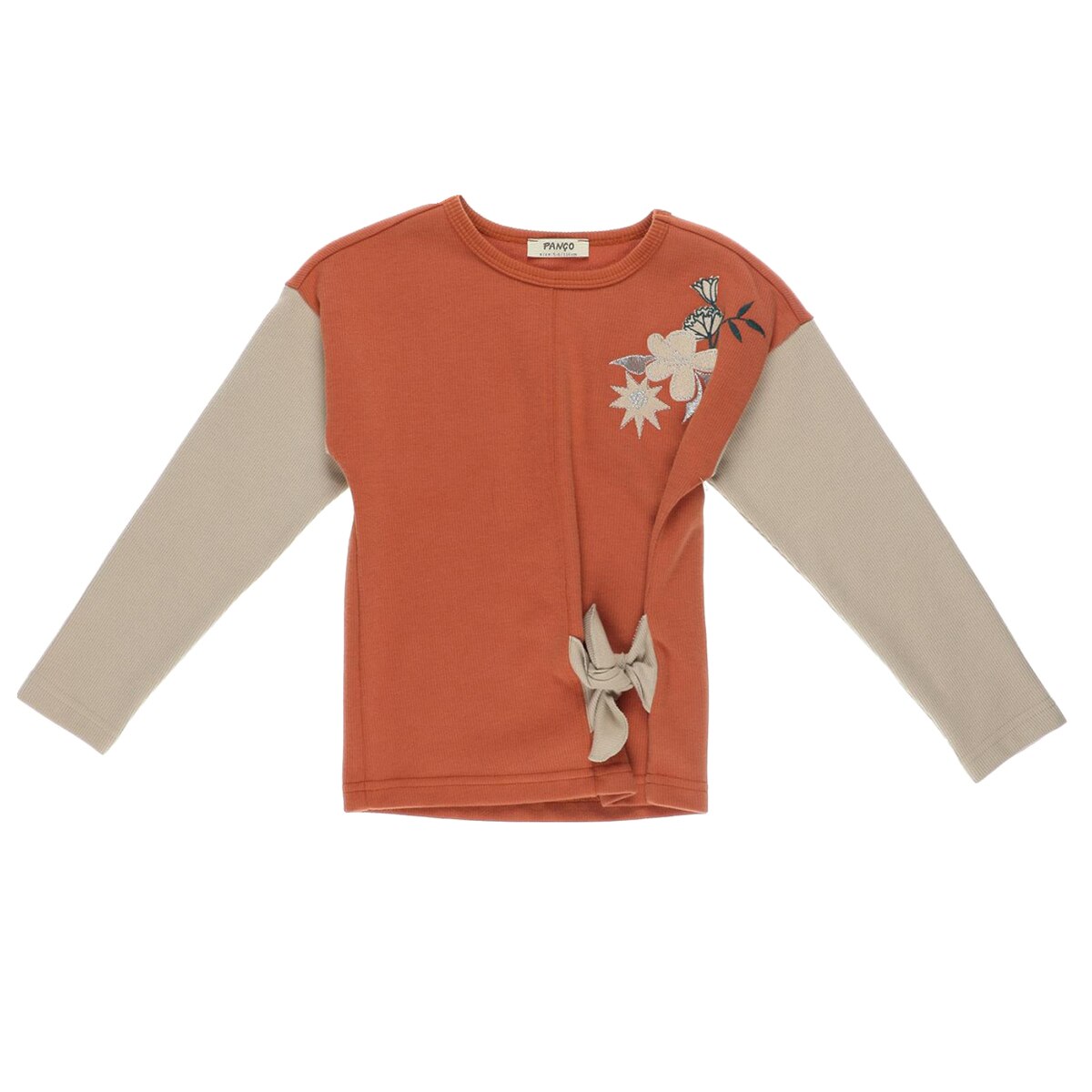 Bluza cu maneca lunga pentru fete, culoare maro, colectia Blooming 4506