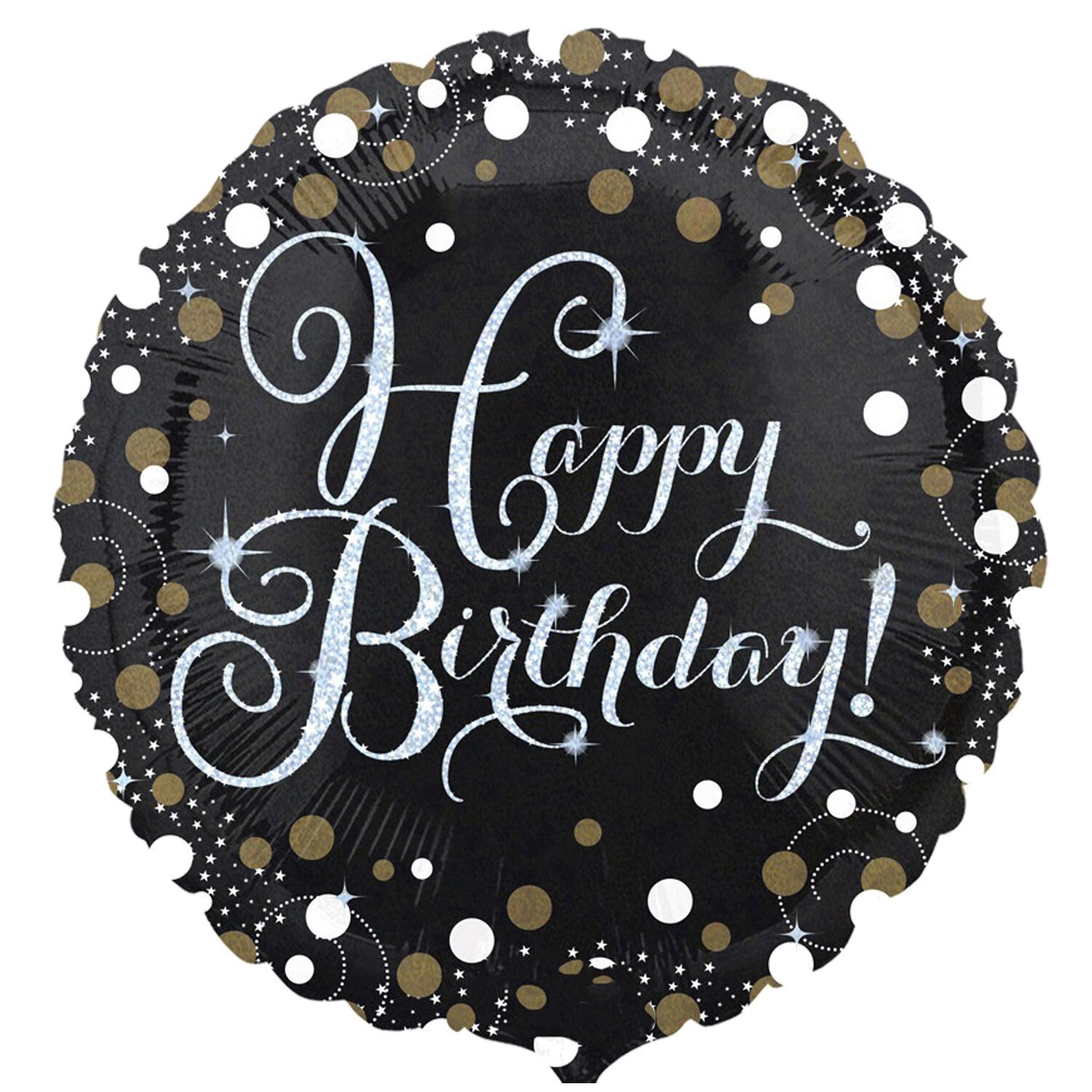 Balon Folie Happy Birthday Negru, 43cm, AMS 34062
